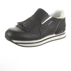 Hogan Women's Black and White Fringe Sneakers